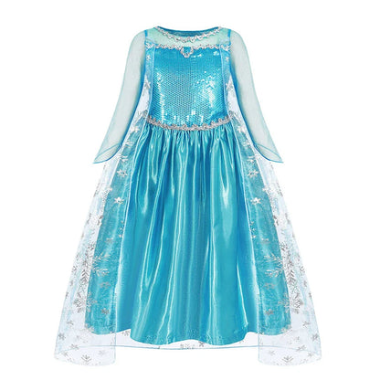 Girls Frozen 2 Elsa Anna Princess Mesh Sequin Clothes Kids Cosplay Snow Queen Costumes Carnival Birthday Party Elsa Gowns