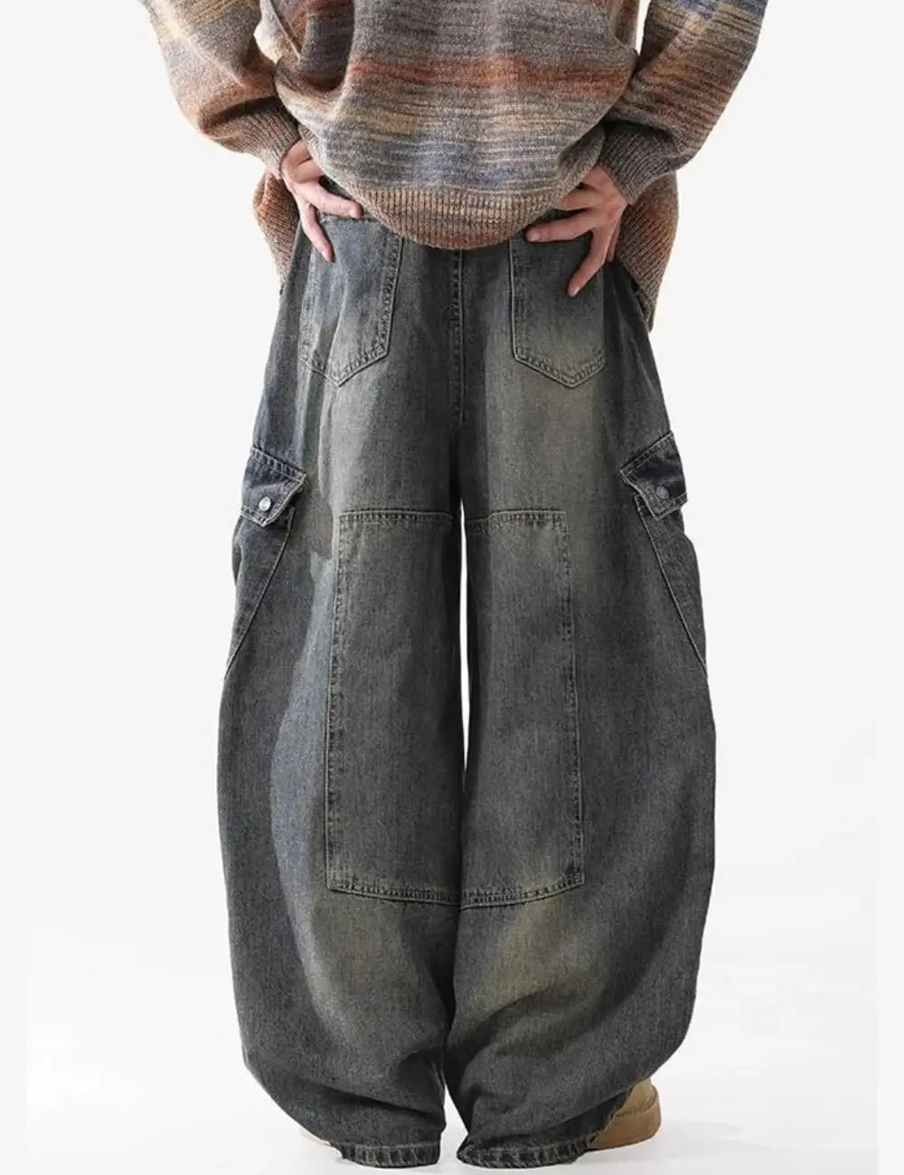 Baggy Barrel Jeans Wide Leg Cargo Jeans Loose Denim For Men And Women