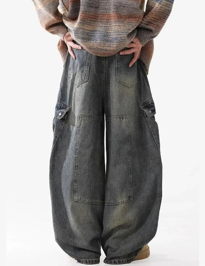 Baggy Barrel Jeans Wide Leg Cargo Jeans Loose Denim For Men And Women