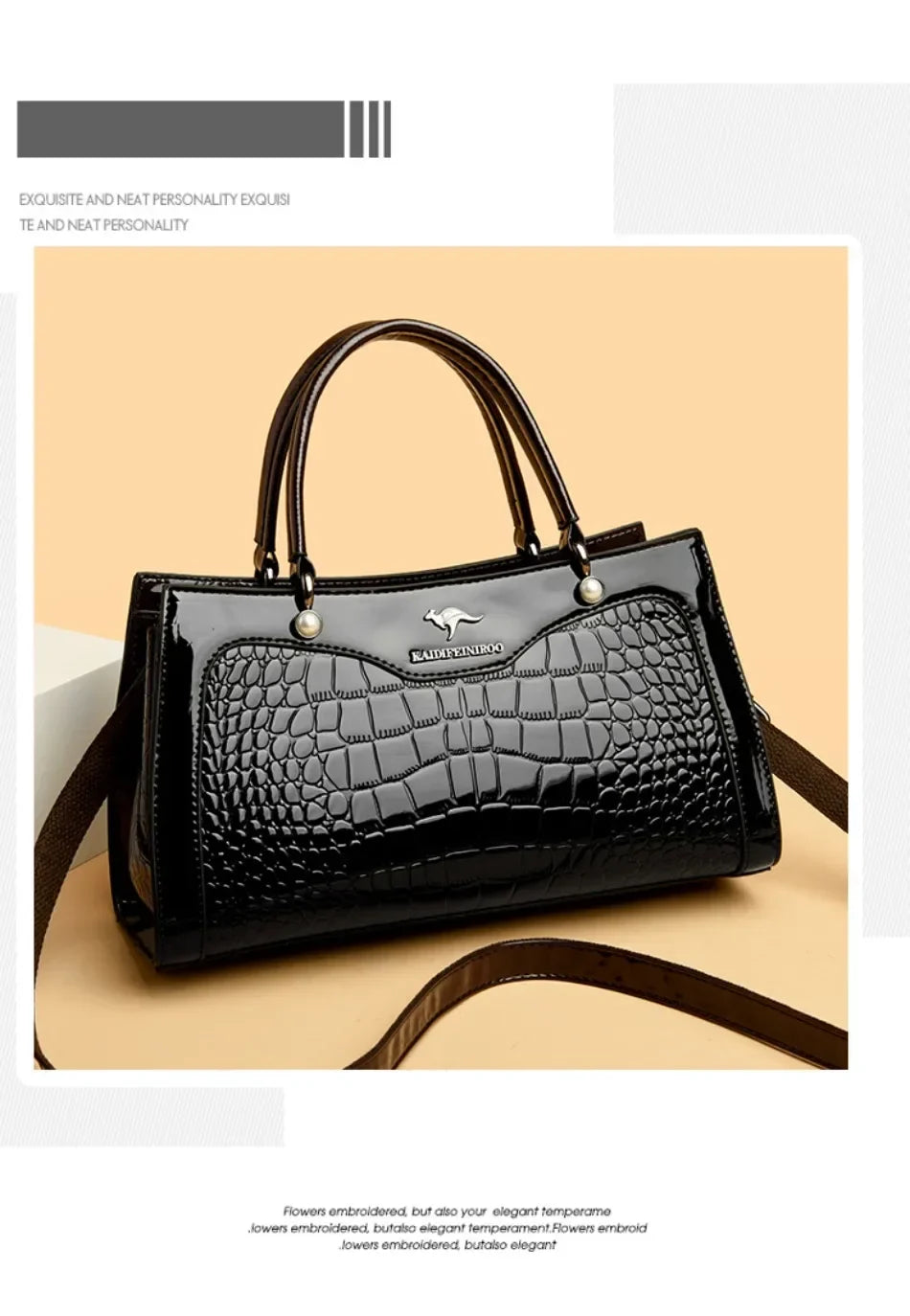 2024 Genuine High Quality  Luxury Handbag Designer Crossbody Bags for Women  Fashion Crocodile Pattern  Shoulder Bag Totes Bags