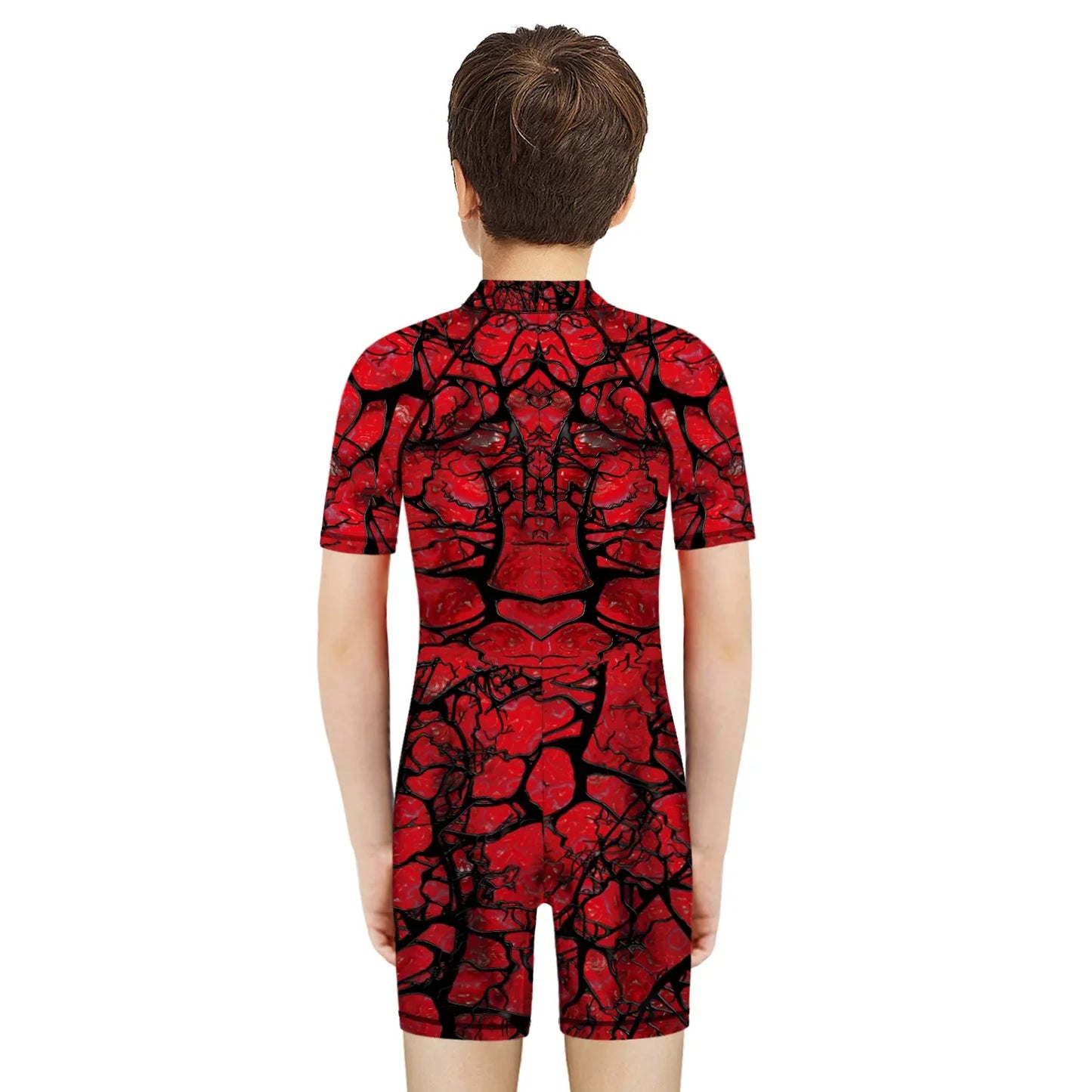 Children One Pieces Swimsuit Superhero 3D Print Playsuit Child Short Sleeve Swimwear Beach Bathing Suit Swim Wear For Boys Girls