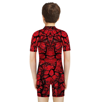 Children One Pieces Swimsuit Superhero 3D Print Playsuit Child Short Sleeve Swimwear Beach Bathing Suit Swim Wear For Boys Girls