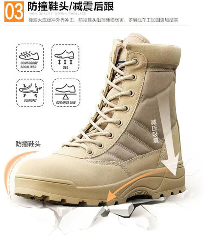 2026 New Winter Combat Boots Outdoor Wear-Resistant Hiking Men and Women Tactical Training Botas High Top Desert Shoes