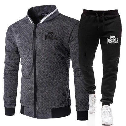 Spring and Autumn Men's Fashion Street Stand up Collar Set Jacket, Outdoor Casual Pocket Zipper Men's Baseball Set