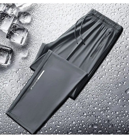 Men's spring and summer ice silk long pants slim fit new loose high elasticity fast drying outdoor running casual pants