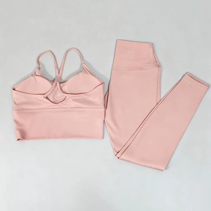 Naked Feeling Women's 2PC Gym Outfit: Seamless Sports Bra + High Waist Leggings, Shockproof Breathable Fitness Wear S-XL