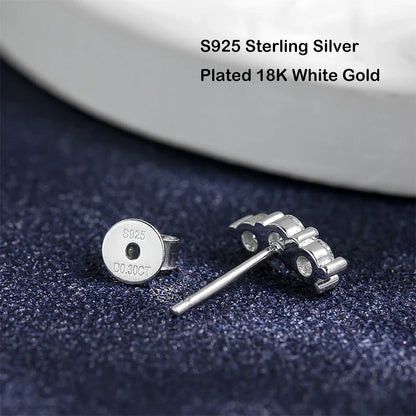 Sparkling Ins 3-Stone 0.6CT D Color Moissanite Stud Earrings For Women S925 Sterling Silver Diamond Earring Fine Jewelry