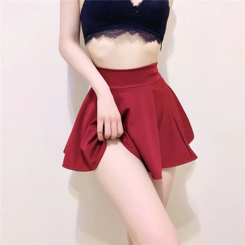 spring summer Fashion High Waist A Line Pleated Mini Bodycon Skirt Sexy Black thin Short Skirts for Women NightClub Wear