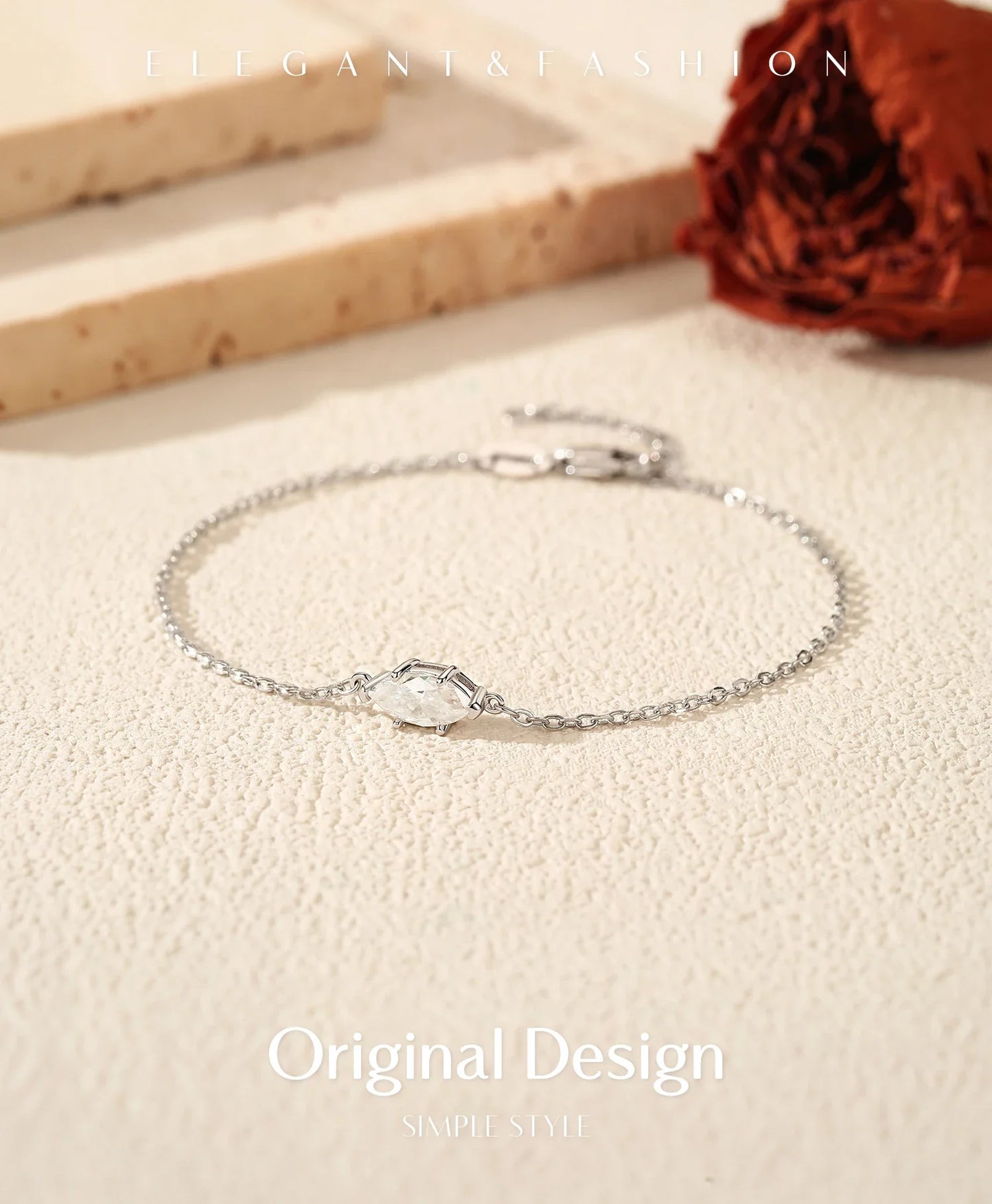 0.5CT Marquise Cut Moissanite 925 Sterling Silver Fashion Lab Diamond Link Chain Bracelets For Women Fine Jewelry Gift