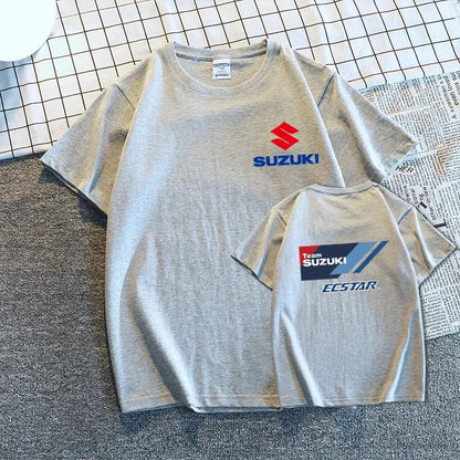 New Motorcycle Club Fashion 100% Cotton Trendy Men T-shirt Summer Daily Outdoor Sports Casual Loose Street Short-sleeve