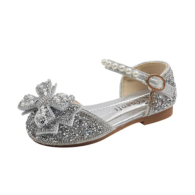 Luxury New Children Causal Dance Sandals Girls Rhinestone Flat Sandals Non-slip Fashion Kids Sequins Princess Performance Shoes