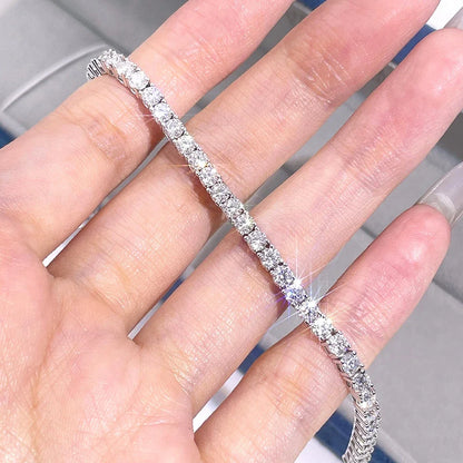 3mm 4mm Moissanite Tennis Bracelets for Women Men Sparkling Diamond GRA S925 Silver Plated White Gold Bracelet Wedding Jewelry