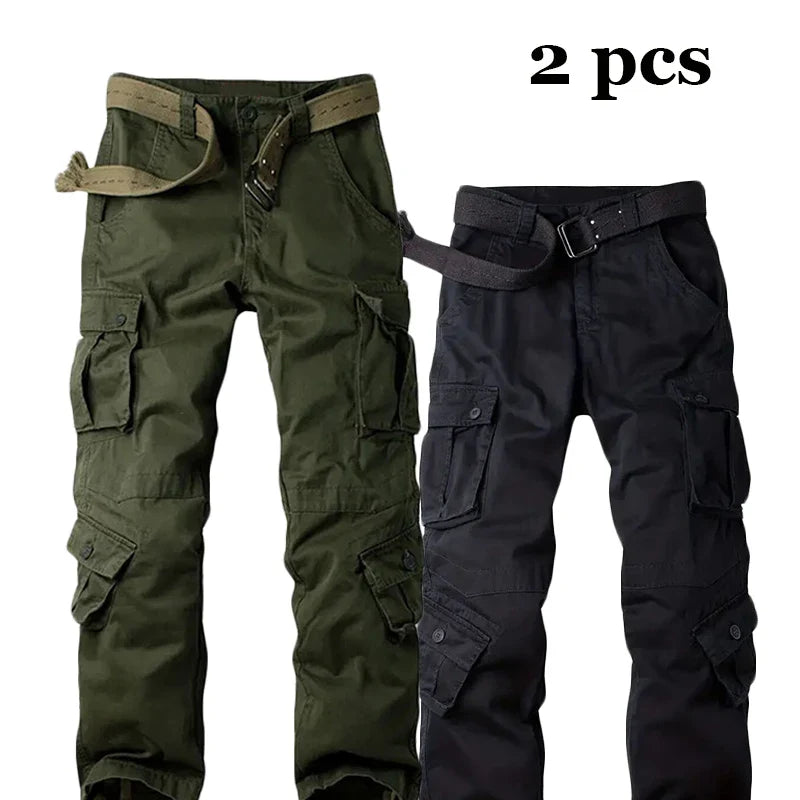 Multi-Pocket Work Pants Men Midweight Field Training Trousers Autumn 1/2Pcs Casual Cargo Pants Outdoor Tactical Hiking Trousers