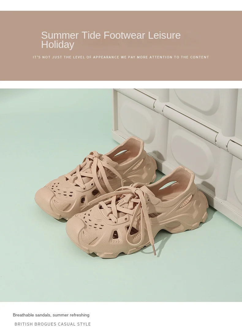 Kids Summer Breathable Comfort Shoes Lightweight Adjustable Strap Slip on Shoes Lace Up Non-slip Thick Bottom Pure Color Sandals
