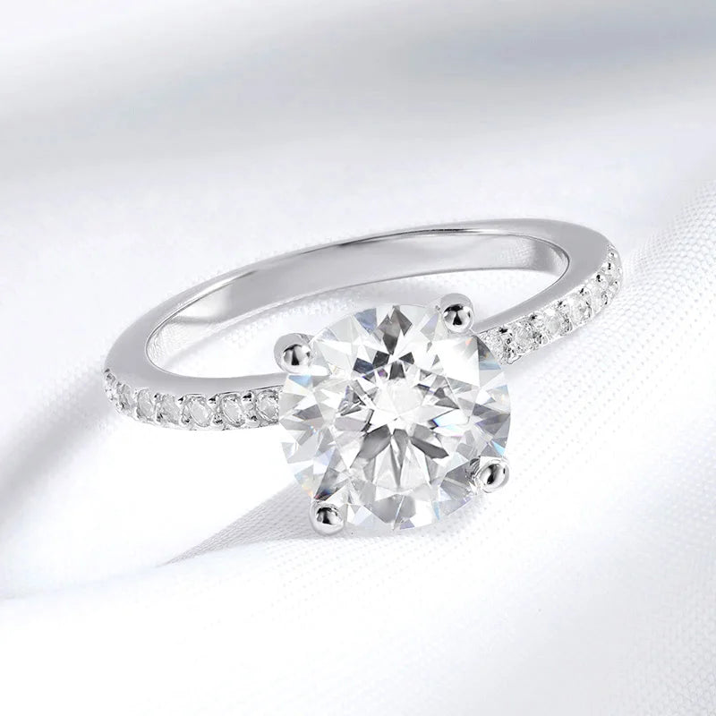 1-3CT D Color Moissanite Ring for Women 925 Sterling Silver Sparkling Lab Diamond Promise Band Valentine's Day Gift