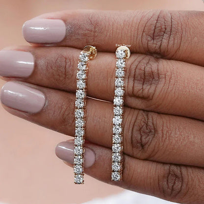2.5/3mm Long Tassel Moissanite Tennis Drop Earrings With Certificate 100% S925 Silver Dangle Earring For Women Fine Jewelry