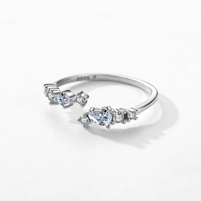 New 925 Sterling Silver Minimalist Clear Zirconia Stackable Ring For Women Anniversary Wedding Band Simple Fine Jewelry
