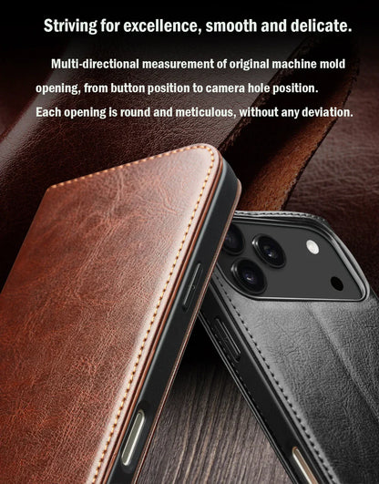 Case for iPhone 17 Pro Max Luxury Ultra Slim Handmade Genuine Leather Wallet Card Slot Flip Cover for iPhone 17 Pro/Air