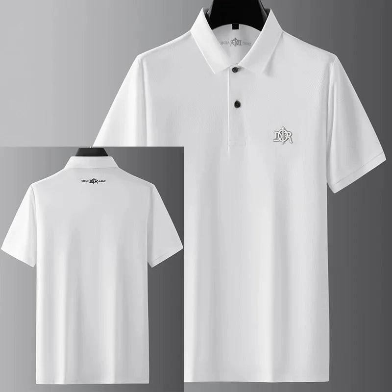 Designer brand 100%cotton short sleeve polo shirt summer trend letter embossed lapel top casual golf T-shirt business men's wear