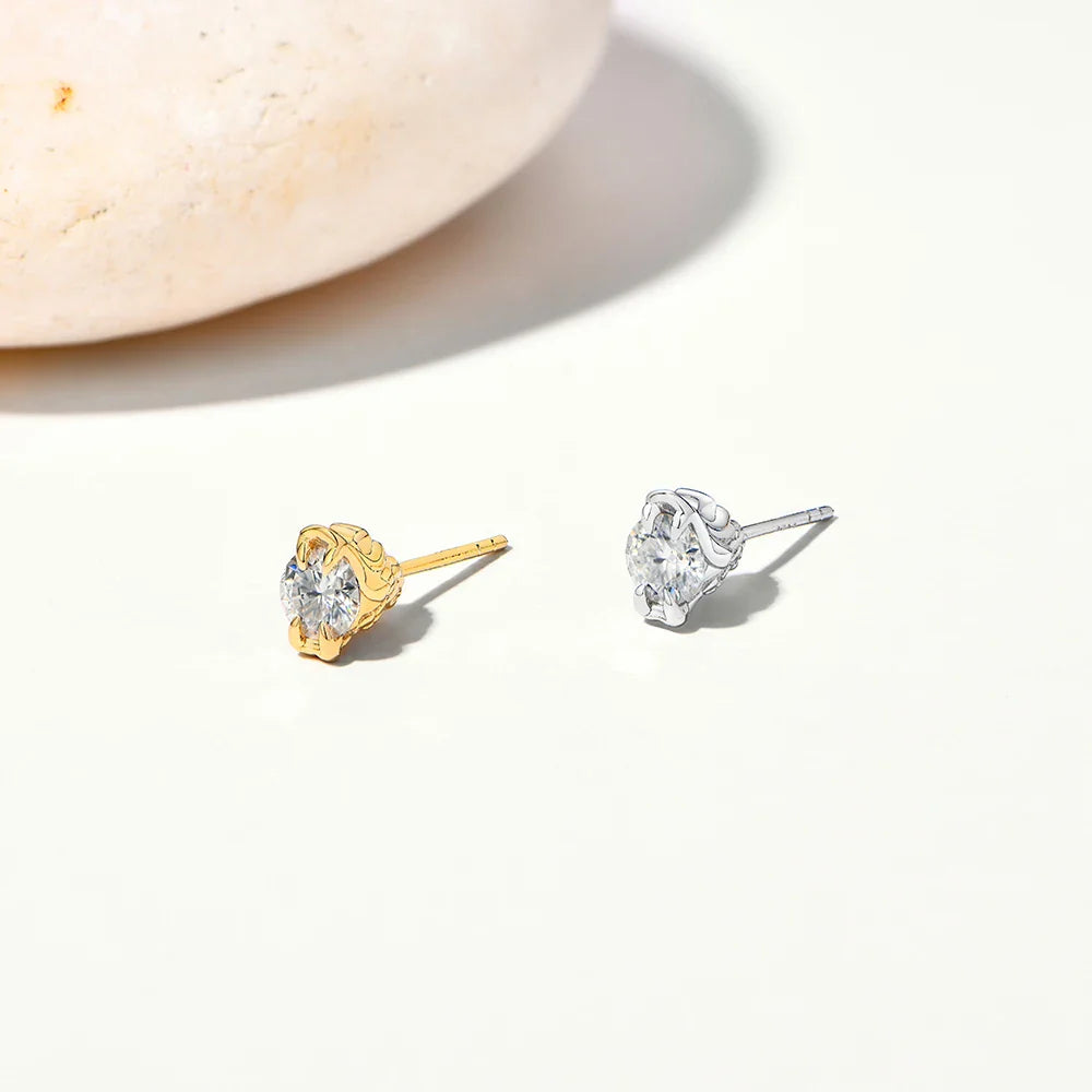 Round Cut 0.5CT Moissanite Stud Earrings 925 Sterling Silver 18K Gold Plated ForWomen Girl Sparkling Engagement Jewelry