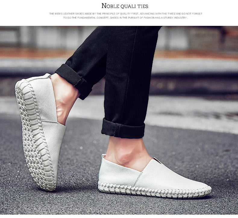 New Summer Breathable Men Loafers Handmade Leather Men's Driving Shoes Luxury Brand Flat Casual Shoes Soft Breathable Men Shoes