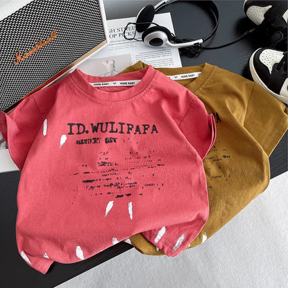 Summer Toddler Baby Boys Cotton Print Short-Sleeved T-Shirt Top+Rip Shorts Jeans Set Kids 2PCS Tracksuit Children Outfit 1-6 Yr