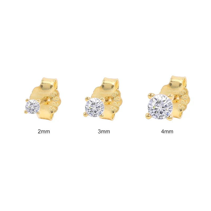 3pcs/set Bling Zircon Earring 925 Sterling Silver Cute Mini Heart Star Stud Earrings Ear Bone Earlobe Piercing Jewerly