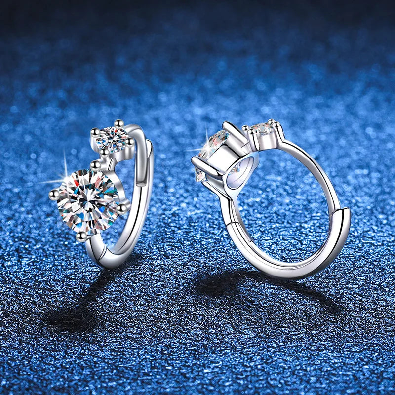 Real D Color 0.55CT Full Moissanite Hoop Earrings For Women S925 Sterling Silver Plated PT950 Diamond Earring Fine Jewelry