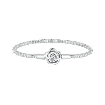 925 Sterling Silver Classic Basic Bracelet Rose Buckle Chain for Women Charm Bead DIY Fine Jewelry 17CM 19CM 21CM