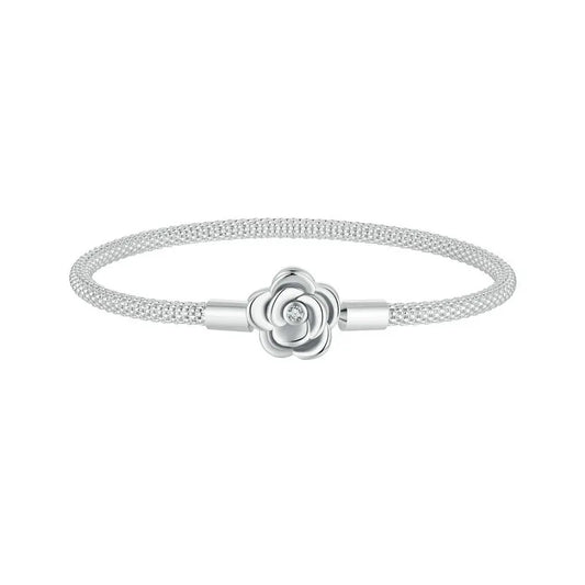925 Sterling Silver Classic Basic Bracelet Rose Buckle Chain for Women Charm Bead DIY Fine Jewelry 17CM 19CM 21CM