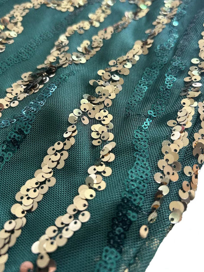 Black Gold Sequined Evening Gown for Women Elegant Full Sleeved Padded Long Prom Dresses Navy Green