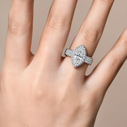 Marquise 2CT Moissanite Rings for Women 12*6mm D Color Diamond Real 925 Sterling Silver Luxury Anniversary Jewelry Gift