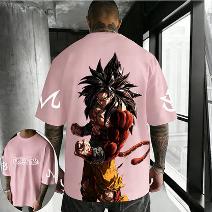 T-shirt Summer New Super Saiyan 4 Co Branded Men's Street Hip Hop Oversized Casual Short Sleeve Top