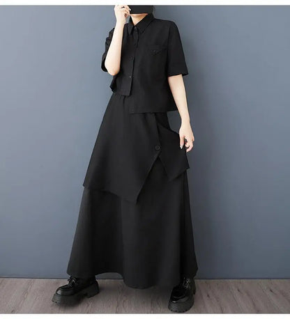2026 Women's Fashion Spring And Summer Loose Irregular Versatile Personality Asymmetry A-line Ankle-length Elastic Waist Skirt