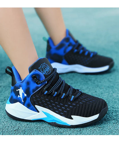 A pair of children's four-season high-top mesh basketball shoes, wear-resistant and comfortable sneakers, size 30-40，CT-685