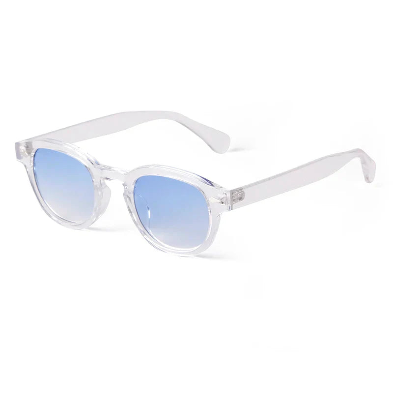 Fashion Transparent Blue Round Sunglasses Women Men 2024 Retro Rivet Tortoise Small Square Sun Glasses UV400 Lunettes De Soleil
