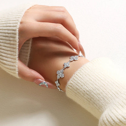 Plants Eternity Moissanite Bracelet for Women 925 Sterling Silver Adjustable Classical Tennis Chain Trendy Fine Jewelry