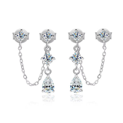 D VVS1 Moissanite Earrings for Women GRA Certified Pear Cut Pendant Tassel Earring Solid s925 Silver Dainty Ear Ring
