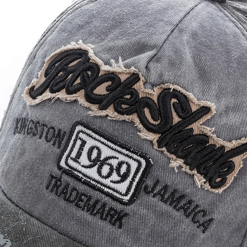 Washed cowboy letters Cotton Cap For Men Women Adjustable Autdoor Sun protection hat Rock Shark Baseball Caps