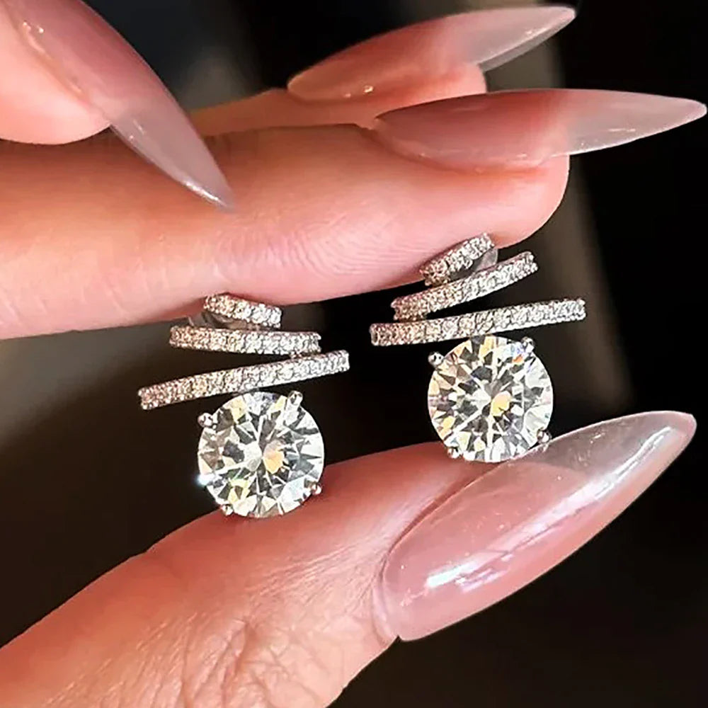 8mm/2carat Real Moissanite Stud Earrings for Women D Color VVS1 Sparkling Diamond with GRA Certificates S925 Silver Earrings