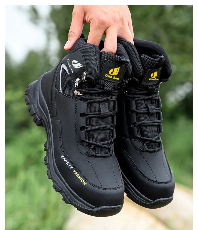 Mens Safety Shoes With Steel Toe Waterproof Boots Puncture Proof Anti-smash Mens Outdoor Work Sneakers Construction Work Shoes
