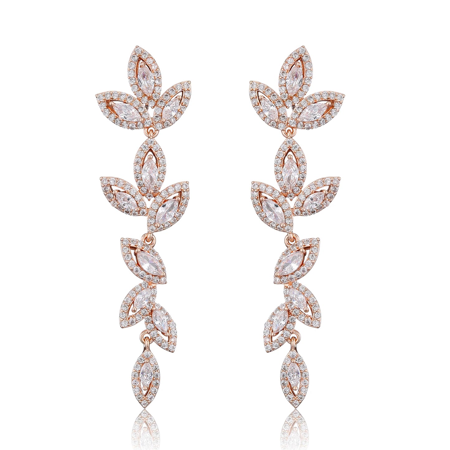 Luxury Polish Best Selling Leaf CZ Long Drop Earrings for Women Elegant AAA Zircon Bridal Earring  Wedding Party Jewelry