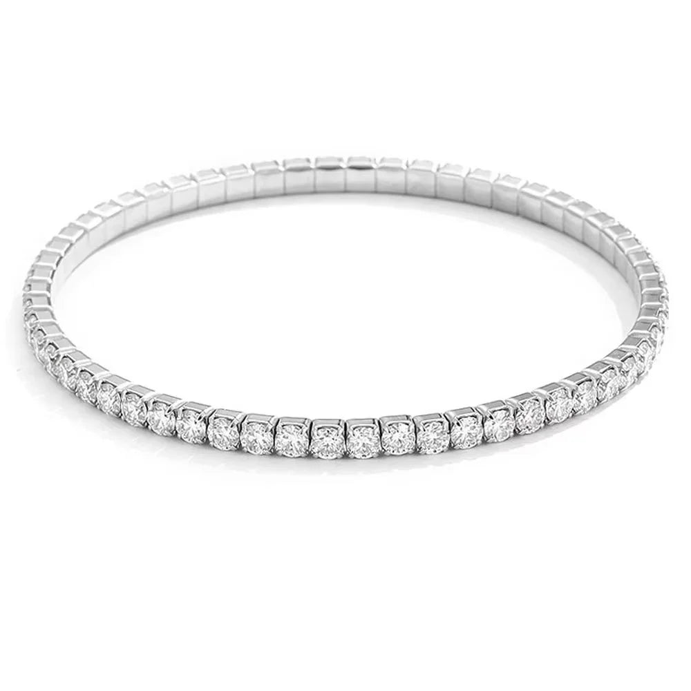 3.84-6.4ct D VVS1 Moissanite Tennis Bracelet 2.5mm/3mm s925 Sterling Silver Elastic Tennis Bracelets for Women Men