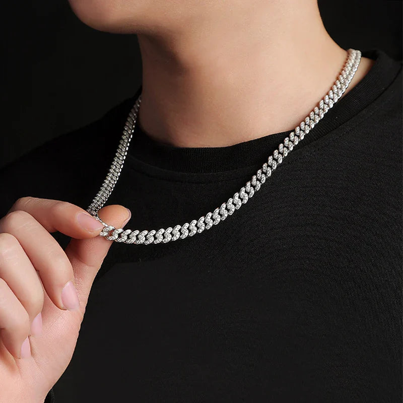 Sparkling Real Full Moissanite Cuban Chain Bracelet for Men Women 8mm S925 Sterling Silver Hip Hop Diamond Link Bracelets