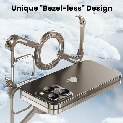 Magnetic Z Shape Metal Phone Case For iPhone 17 Air 15 16 Pro Max Shockproof Bumper With 360° Rotation Holder Protective Cover