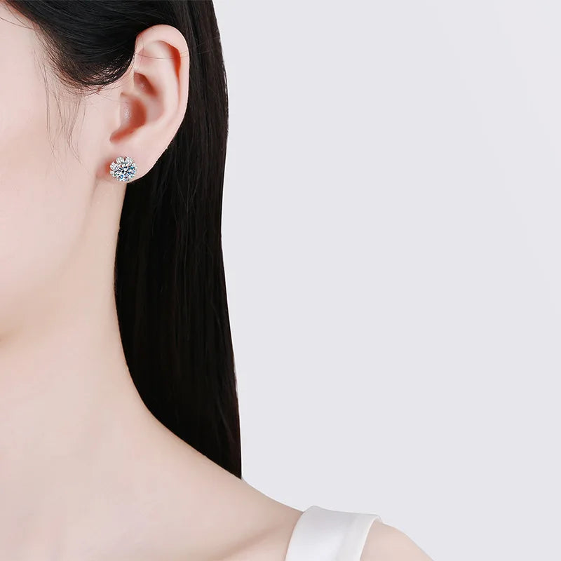 New In D Color 1CT Moissanite Screw Earrings For Women Girls Party Fine Jewelry S925 Sterling Silver Diamond Stud Earring