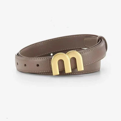 Couro feminino M. Cinto de alta qualidade com fivela de ouro, melhor combinado com vestidos, cinto jeans feminino
