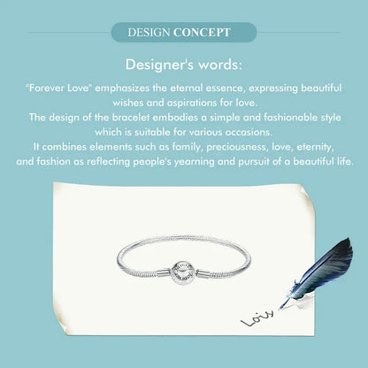 925 Sterling Silver Classic Family Forever Snake Chain Bracelets for Women Fine Jewelry 14CM 17CM 19CM