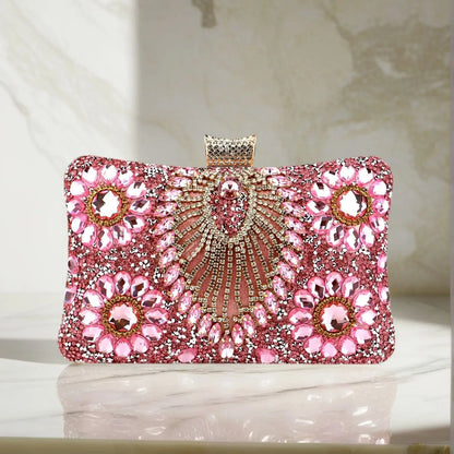Acrylic Flower One Side Glitter Tassel Women Evening Bags Diamonds Small Day Clutch Luxury New Chain Shoulder Handbags For Party