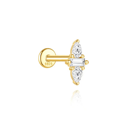 Heart Round Ball Flat Helix Piercing Earring 925 Sterling Silver Ear Studs Geometric Zircon Exquisite Trinket Studs Aretes